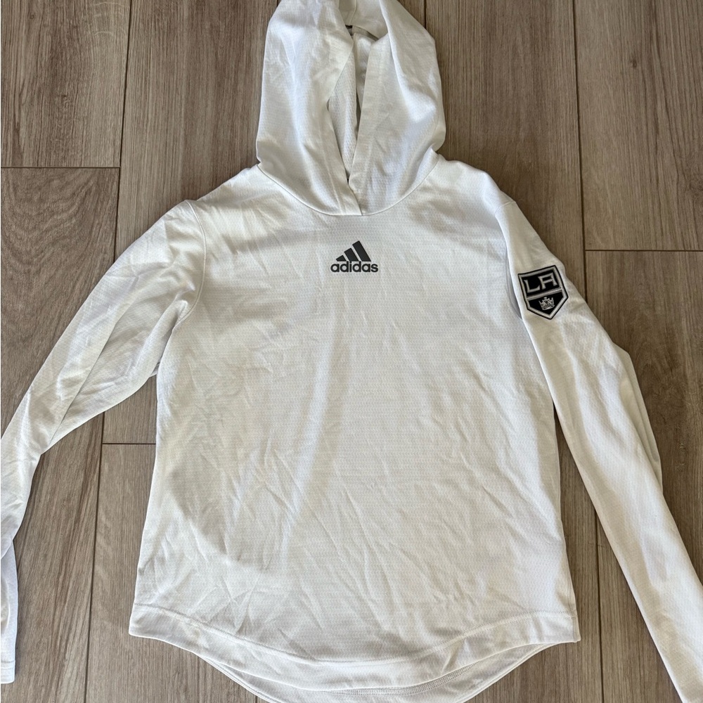 Adidas White Hooded Shirt with Logo